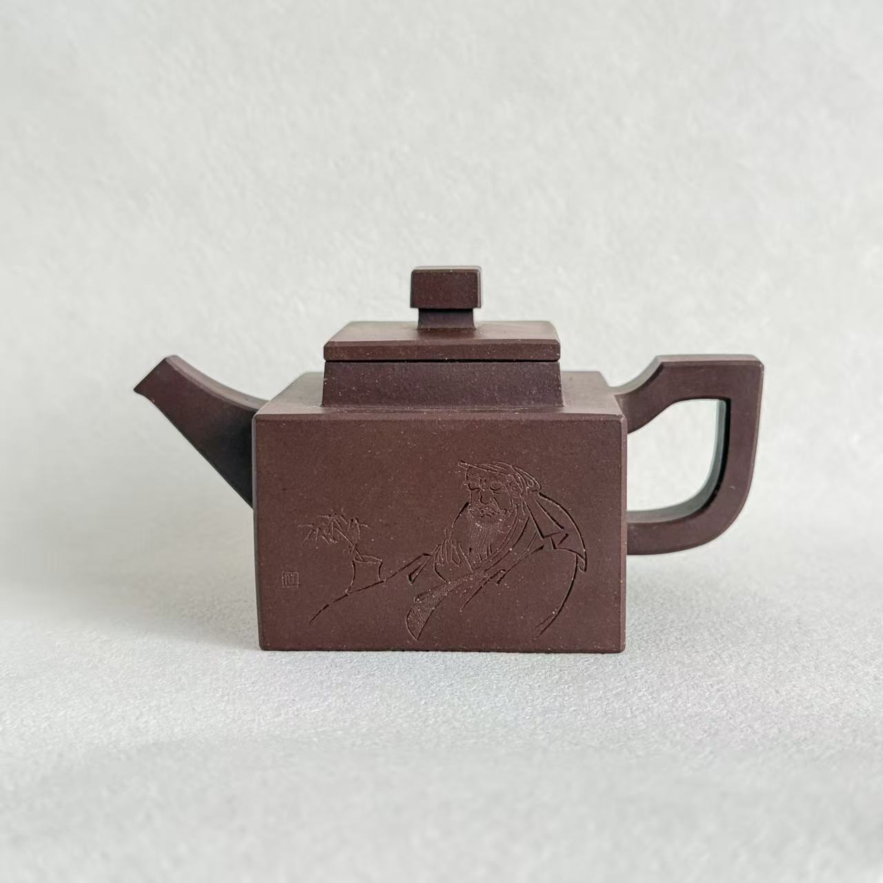 Original Ore Zini Square Yixing Teapot – Fully Handmade Hand-Carved, 160ml